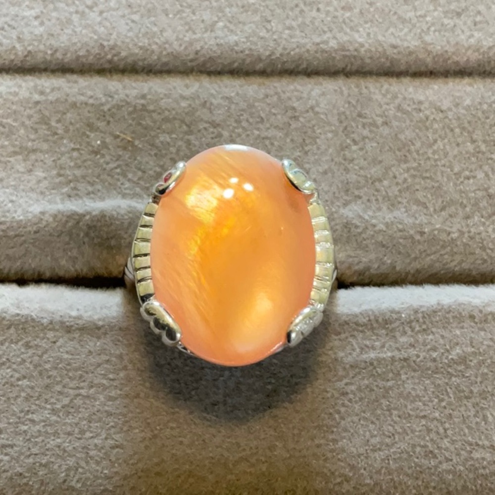 Sterling silver 925 peach stone ring
